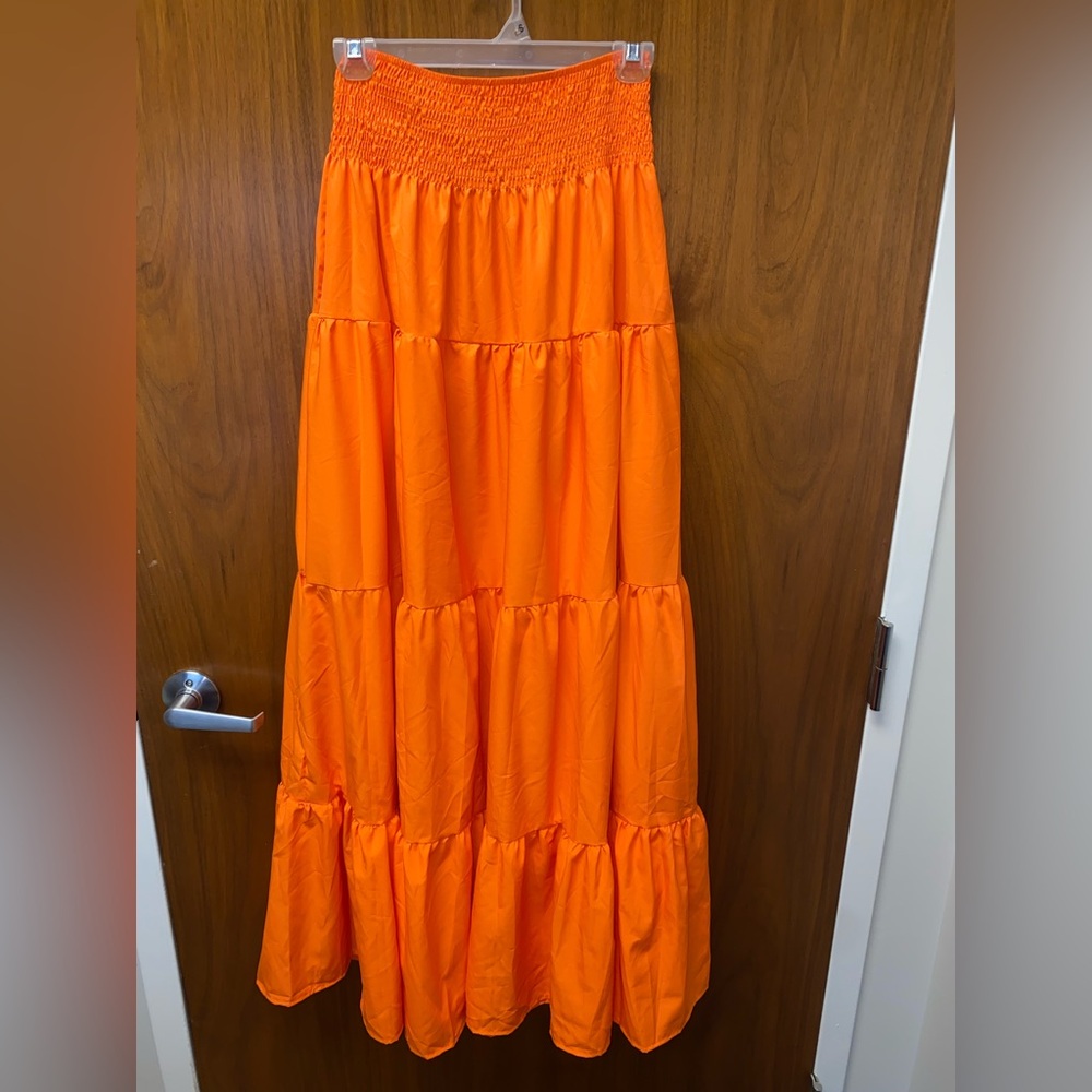Vibrant Orange Maxi Skirt